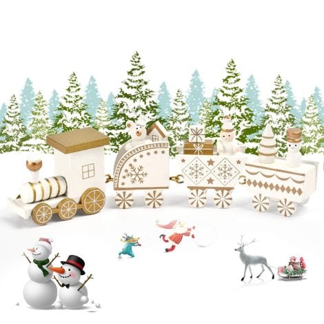 Tren de Madera Adornos de Navidad – Juguete decorativo para regalar en Navidad. Color: blanco.