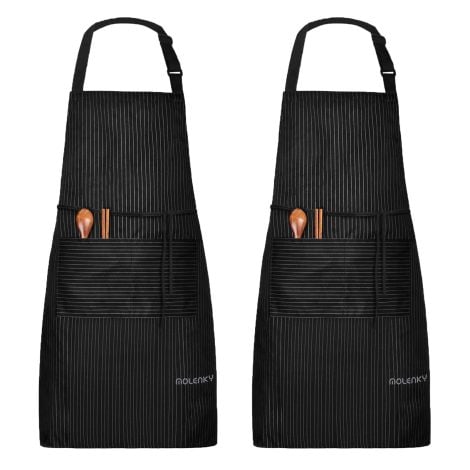 Delantal de Cocina Unisex Impermeable MOLENKY (2 unidades), Ajustable al Cuello con 2 Bolsillos. Ideal para Cocinar y Hornear.