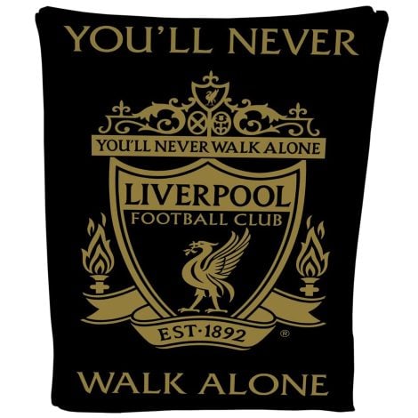 Liverpool – Manta de fútbol de forro polar negro, cálida y suave, ideal para sofá y viajes, con escudo, regalo para hombres, niños y adolescentes, tamaño 100 x 150 cm.