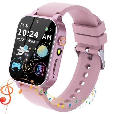 Reloj inteligente para niños con juegos, música, cámara y muchas más funciones. Ideal para niños de 3 a 12 años. Color rosa.