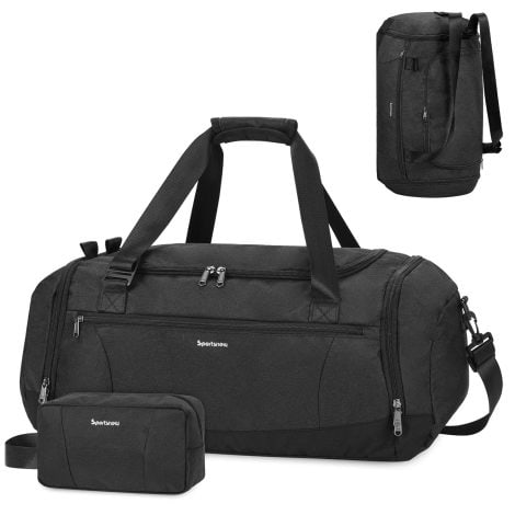 Mochila Deportiva para Hombre/Mujer con Compartimentos para Ropa Húmeda y Zapatos, Negro