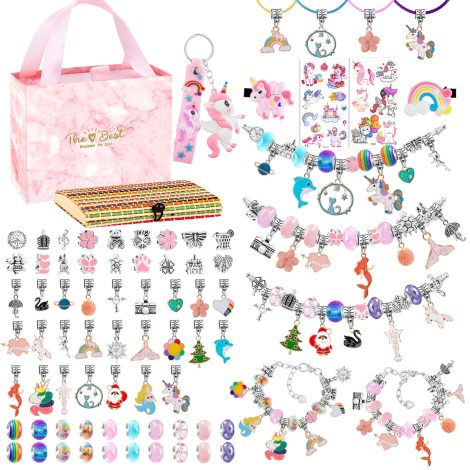 Kit de Pulseras AUTTOYS, regalo para niñas de 4 a 11 años, juegos y manualidades para fabricar joyas con cuentas.