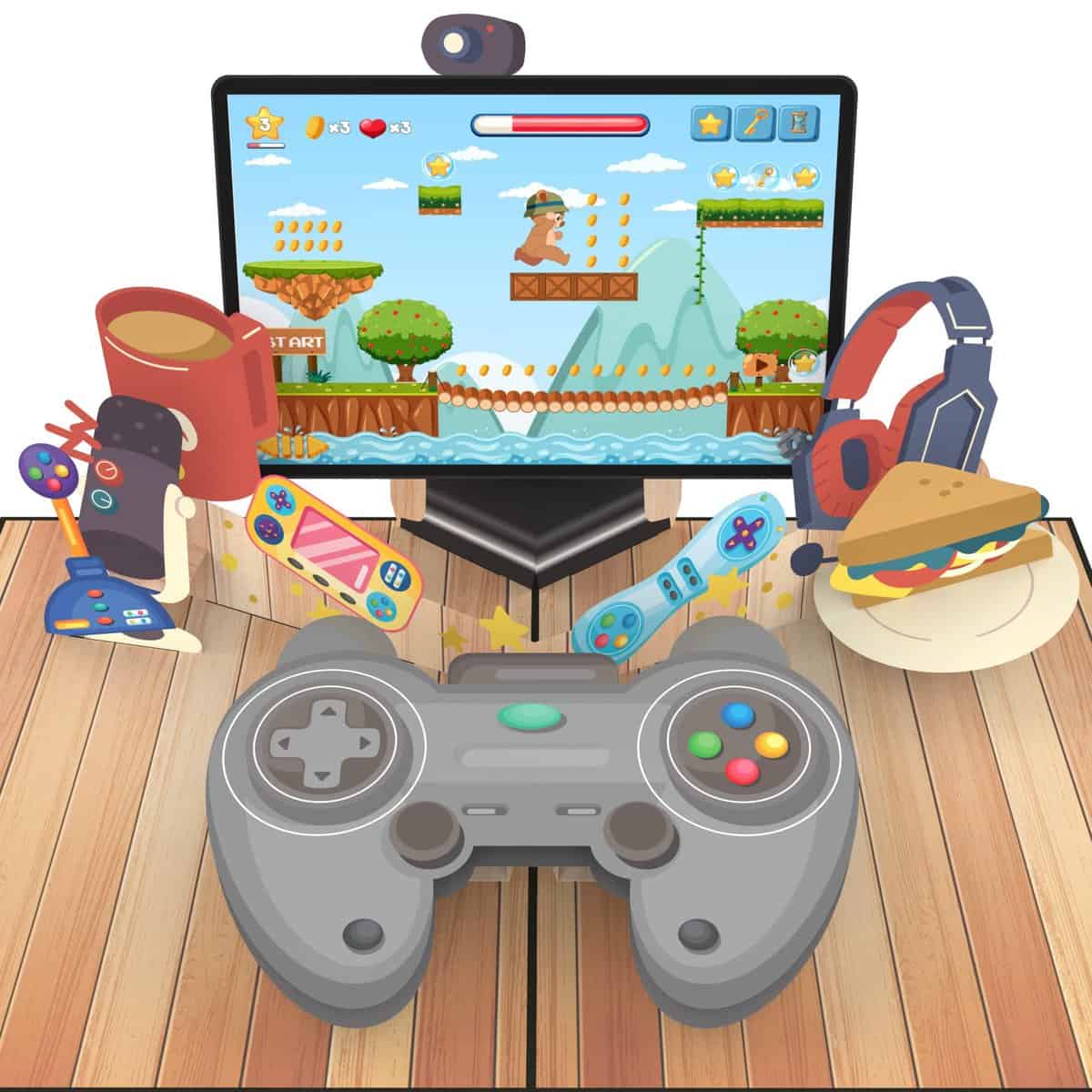 MOKIO® Vale Regalo Pop-Up  Gamepad, Consola de Juegos y Pantalla  Tarjeta regalo 3D para cumpleaños, como cheque regalo o regalo de dinero, Gaming tarjeta de felicitación emergente con sobre