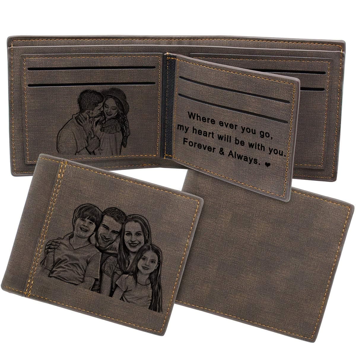 Billetera Personalizada Hombre, Carteras Grabado Personalizado con Foto Regalo para Papá