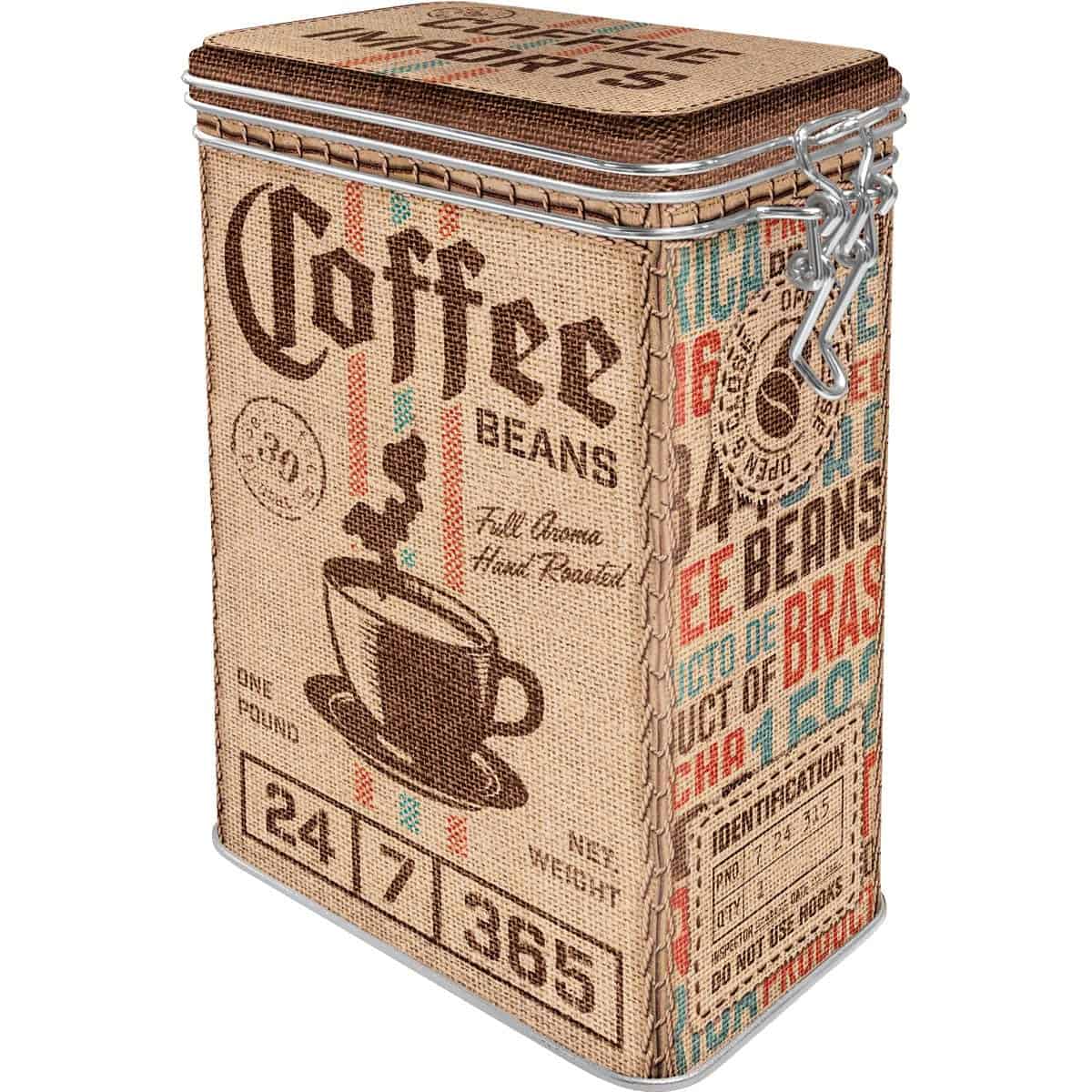 Nostalgic-Art Caja de café retro, Coffee Sack  Idea de regalo para aficionados a nostalgia, Lata con tapa aromática, Diseño vintage, 1,3 l