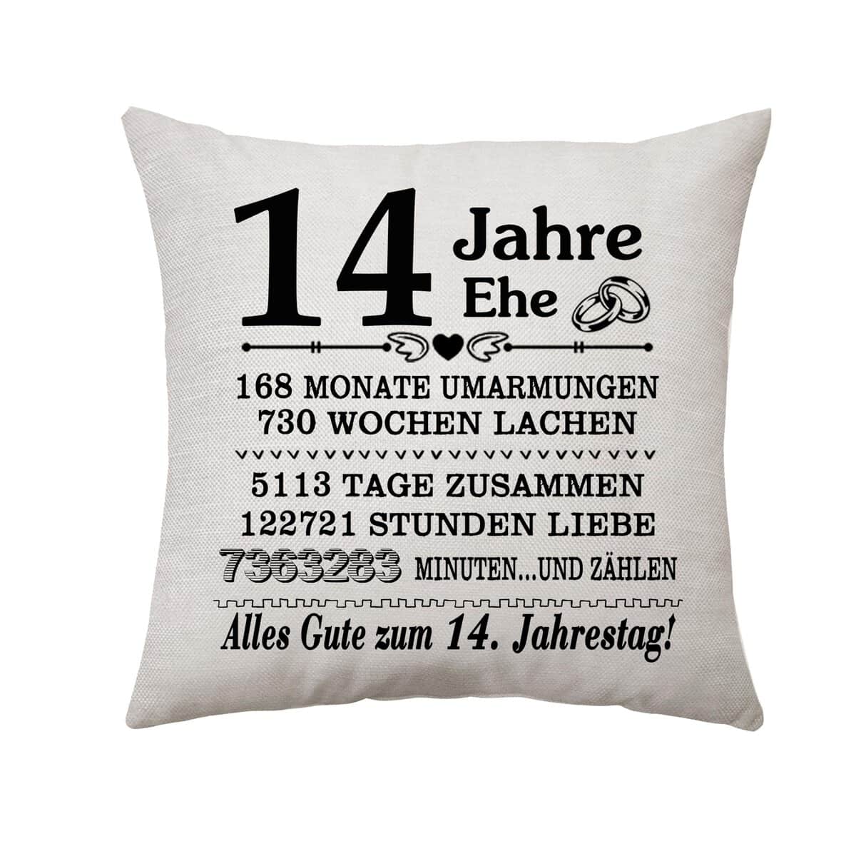 14 años de matrimonio, regalos de 14 años, funda de almohada para parejas, aniversario de boda, regalo de boda para ella, marido, mamá, papá, pareja, 14 aniversario, ideas de recuerdos, funda de