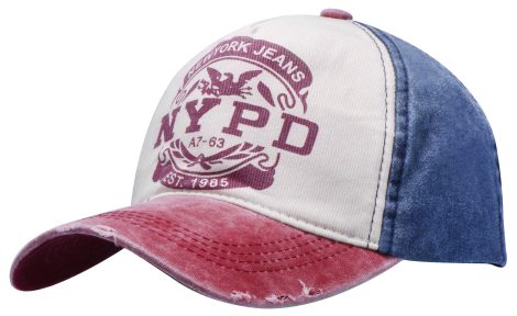 Gorra de béisbol elegante estilo vintage Wilhelm Sell® en azul con logotipo NYPD – Tamaño ajustable 50-60cm cabeza.