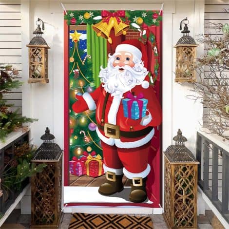 Decoración Navideña para Puerta HAKOTOM, Bandera Fotográfica de Papá Noel, Fiesta de Navidad y Año Nuevo. (Papá Noel)