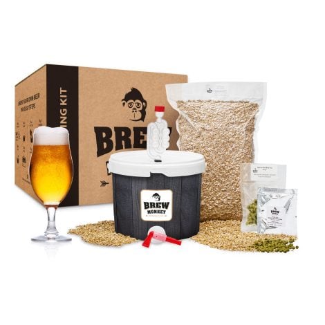 Kit de Fabricación de Cerveza Rubia Brew Monkey®: Kit Básico de 5L para Hacer Cerveza Artesanal de 6.4% Vol. Regalos Originales de Navidad para Hombres.