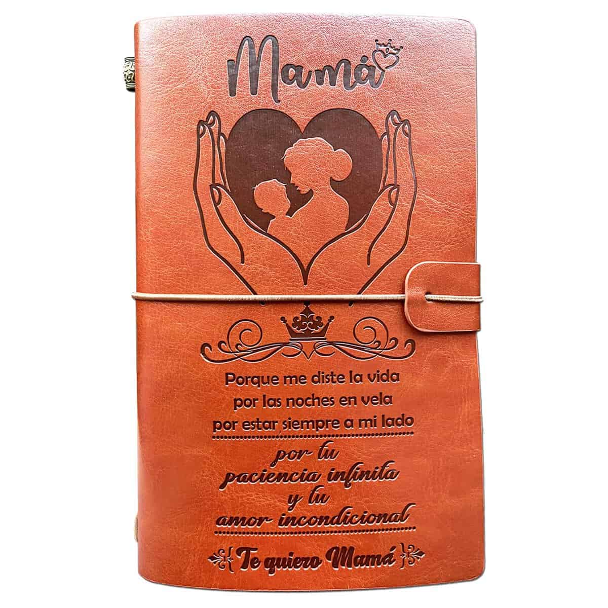 OMNIQI Regalo mamá, Regalo dia de la madre original, Regalo cumpleaños madre, Regalo navidad para mamá, Regalo madre original, Cuaderno de cuero A5 para madre