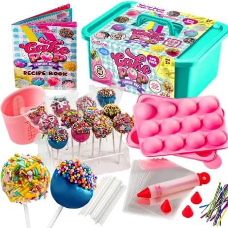 Kit Craze Cake Pops para Niñas: Set 80 Piezas Divertidas para Hornear con Recetas y Accesorios. Ideal para regalar en Cumpleaños o Navidad.