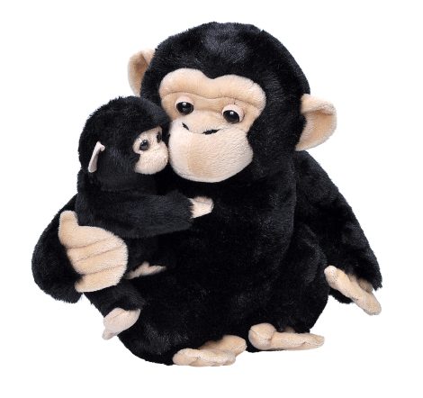 Wild Republic Chimpancé Mamá y Bebé, Peluche Mamá y Cría, 38 cm, Regalos para Niños, Peluches, Juguetes, Relleno de Botellas Recicladas.