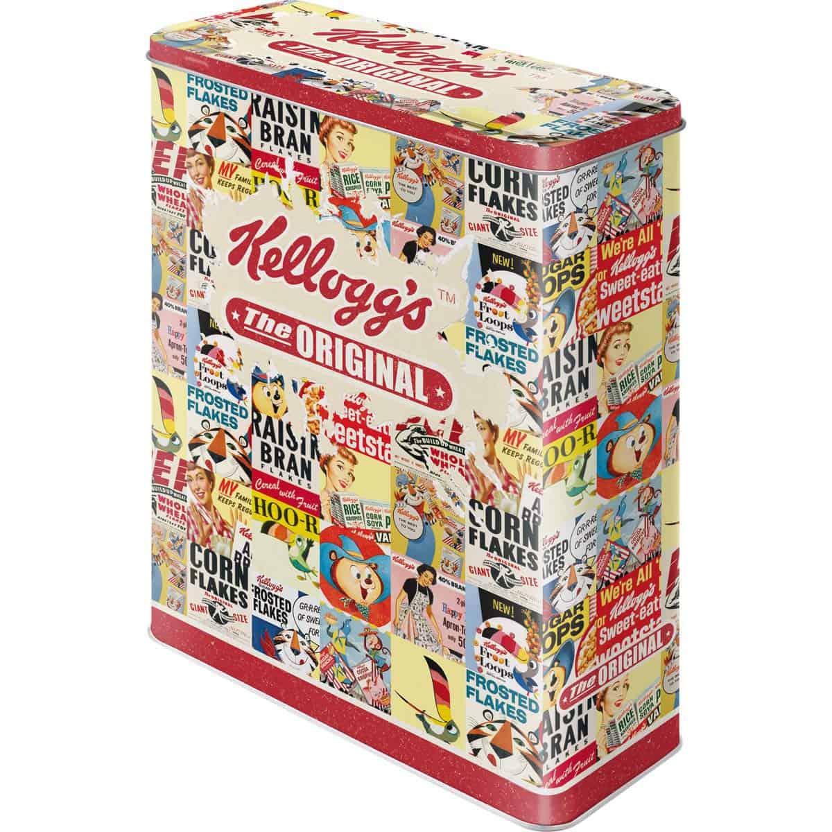 Nostalgic-Art Caja de Almacenamiento Retro XL Kellogg's  Collage  Idea de Regalo para Cocina, Lata Grande de Cereales, Diseño Vintage, 4 l