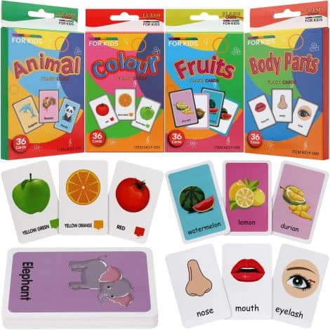 Tarjetas educativas de aprendizaje para niños de 2 a 4 años, con 144 páginas. Aprende inglés, frutas, colores, animales. Regalo educativo para preescolar.