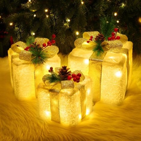 Conjunto de 3 Cajas de Luces Quntis para decorar el interior, árbol de Navidad o escaparate del hogar.