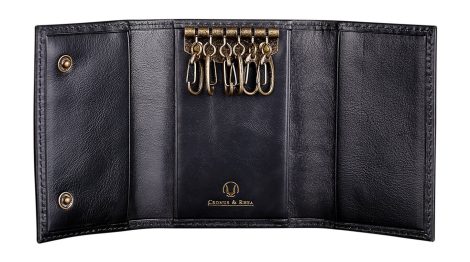 Estuche de Llaves de Lujo de Cuero Exclusivo Cronus y Rhea® | Janus | Regalo Elegante | Unisex (Negro)