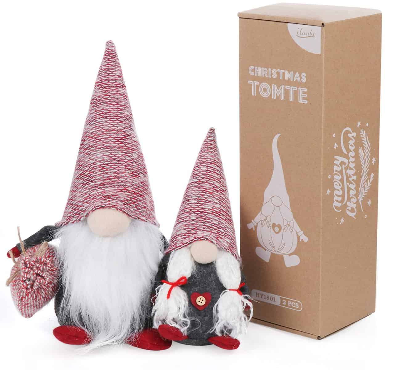 Adorable Gnomo de Santa de Peluche de Alto,ilauke 2 Figuras de Navidad para Decor Navideña,Muñeca de Gnomo de Felpa,Decoraciones de Gnomo Navideñas a Mano Suecas para Fiesta,Hogar,Navidad(30/20cm)