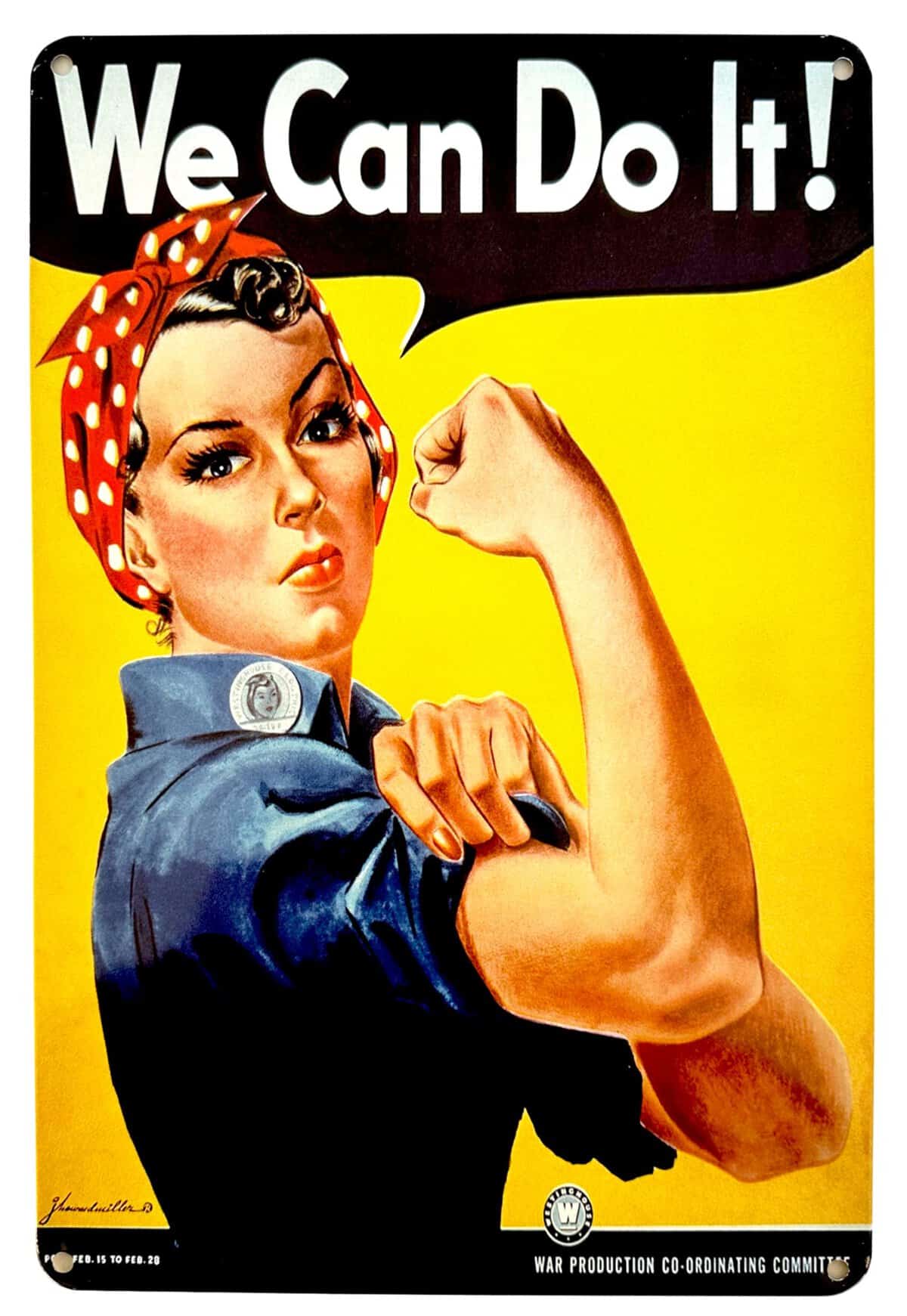 DiiliHiiri Feminismo Empoderamiento de Las Mujeres Cartel de Chapa Vintage Decoración, Letrero A4 Estilo Antiguo de metálico Retro Derechos de Las Mujeres. (We Can Do It)