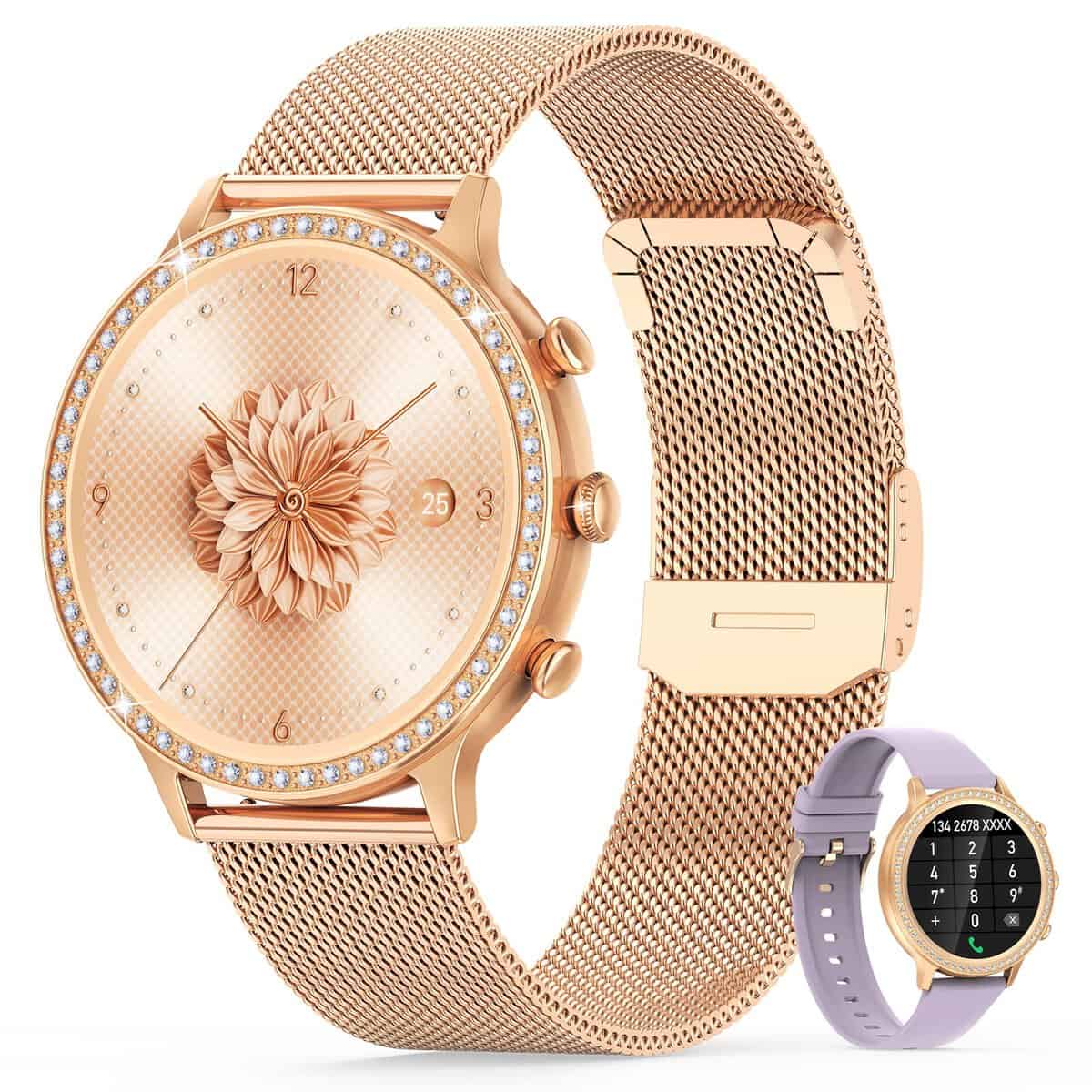 ZKCREATION Reloj Inteligente Mujer con Llamadas y Whatsapp - Smartwatch Mujer con Pulsómetro Pulsera Inteligente Mujer con Monitor de Sueño 20 Modos Deportes,Regalo Mujer