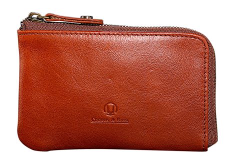 Cronus & Rhea® | Lujosa funda de cuero exclusivo (Aeacus) | Llavero – Caja de llaves | Cuero genuino | con elegante estuche de regalo | Hombres – Mujeres (Coñac)