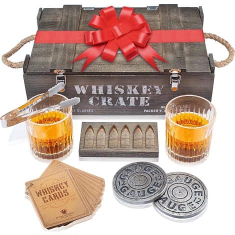 Set de whisky Bullet de piedras de regalo por Royal Reserve | Copas de bourbon artesanales y posavasos de pizarra, regalo masculino para padre, novio, aniversario o jubilación.