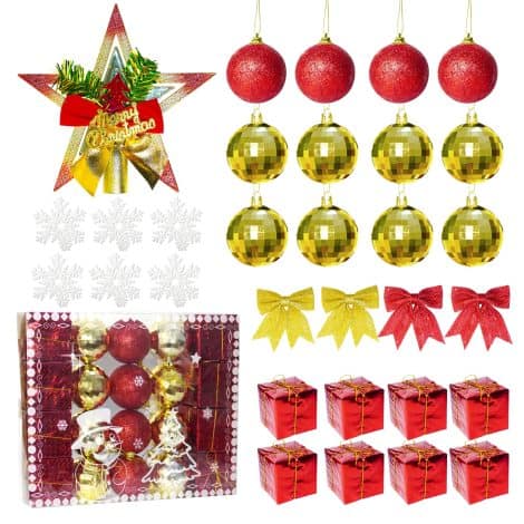 Conjunto de 31 adornos navideños irrompibles para decorar el árbol y el banquete de Navidad.