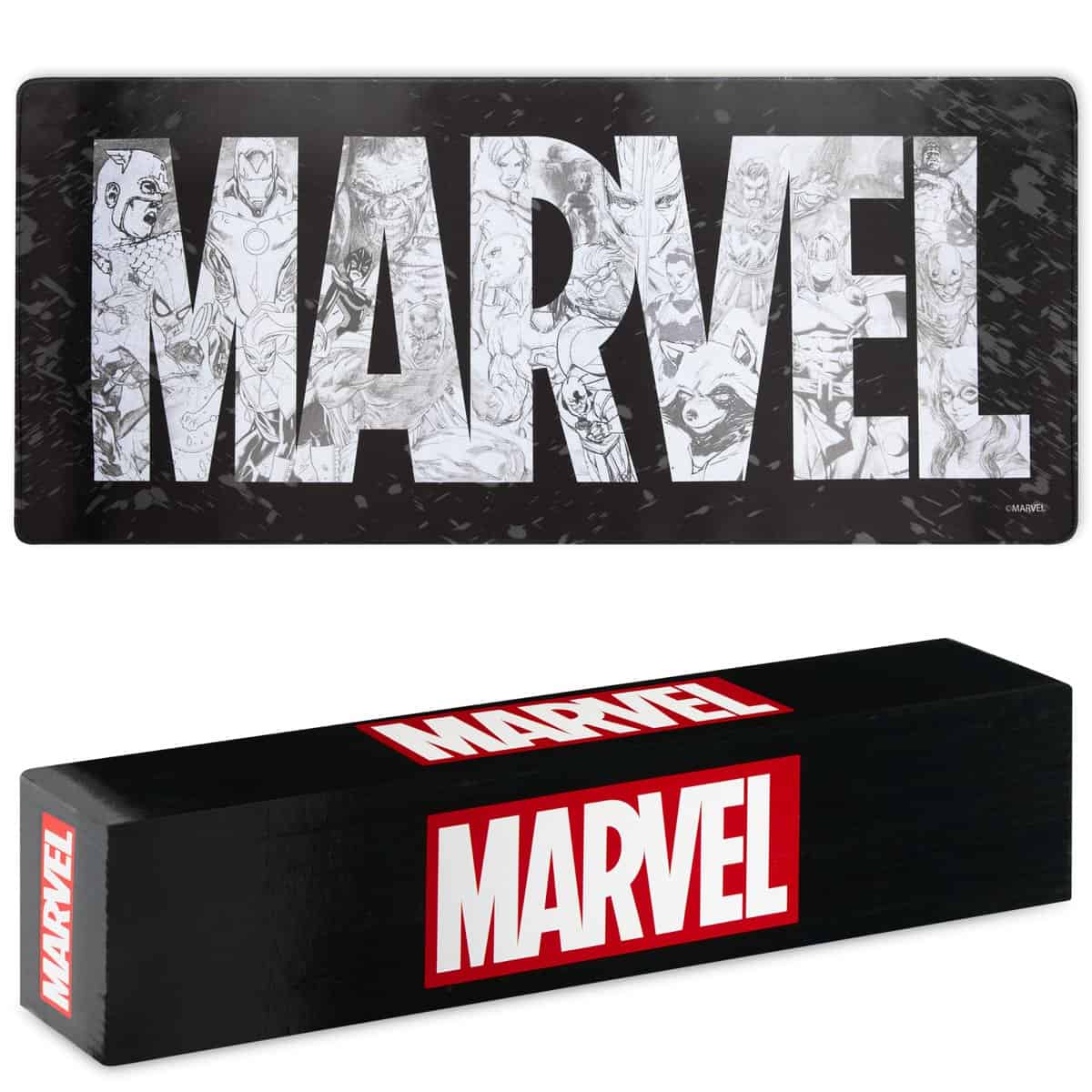 Marvel Alfombrilla Ratón XXL de 80 x 36 cm Avangers - Protector Escritorio Groot Spiderman, Ordenador y Teclado - Regalos para Hombre, Cumpleaños, Navidad (Negro Marvel)