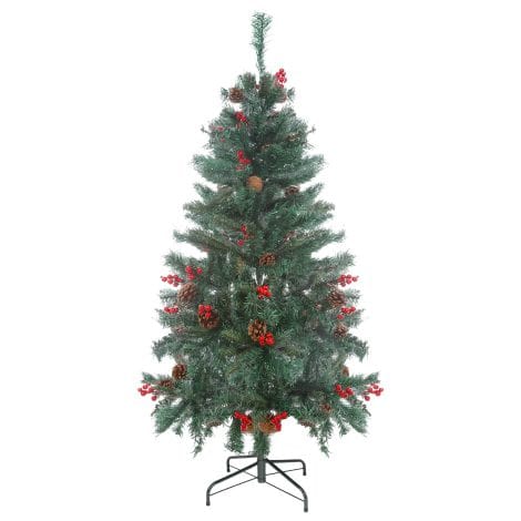 Árbol de Navidad Verde Artificial con Adornos, Base Metálica Duradera – 150cm, 420 ramas. Ideal para Navidad.