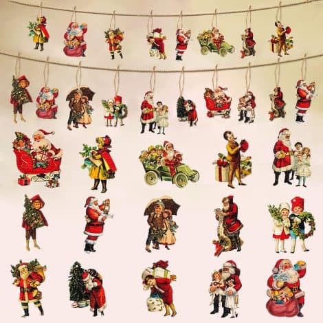 Adornos Navideños de Madera: Colgantes de Papá Noel y Árbol Vintage para decorar tu hogar.