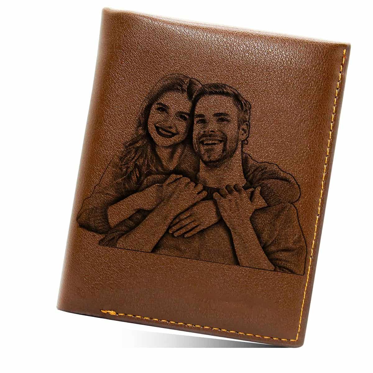 Amlion Carteras Billetera para Hombre Personalizada con Foto,Personalizado Hombre Carteras de Bifold para Papá Novio Familia,Personalizado con Foto Regalo Navidad