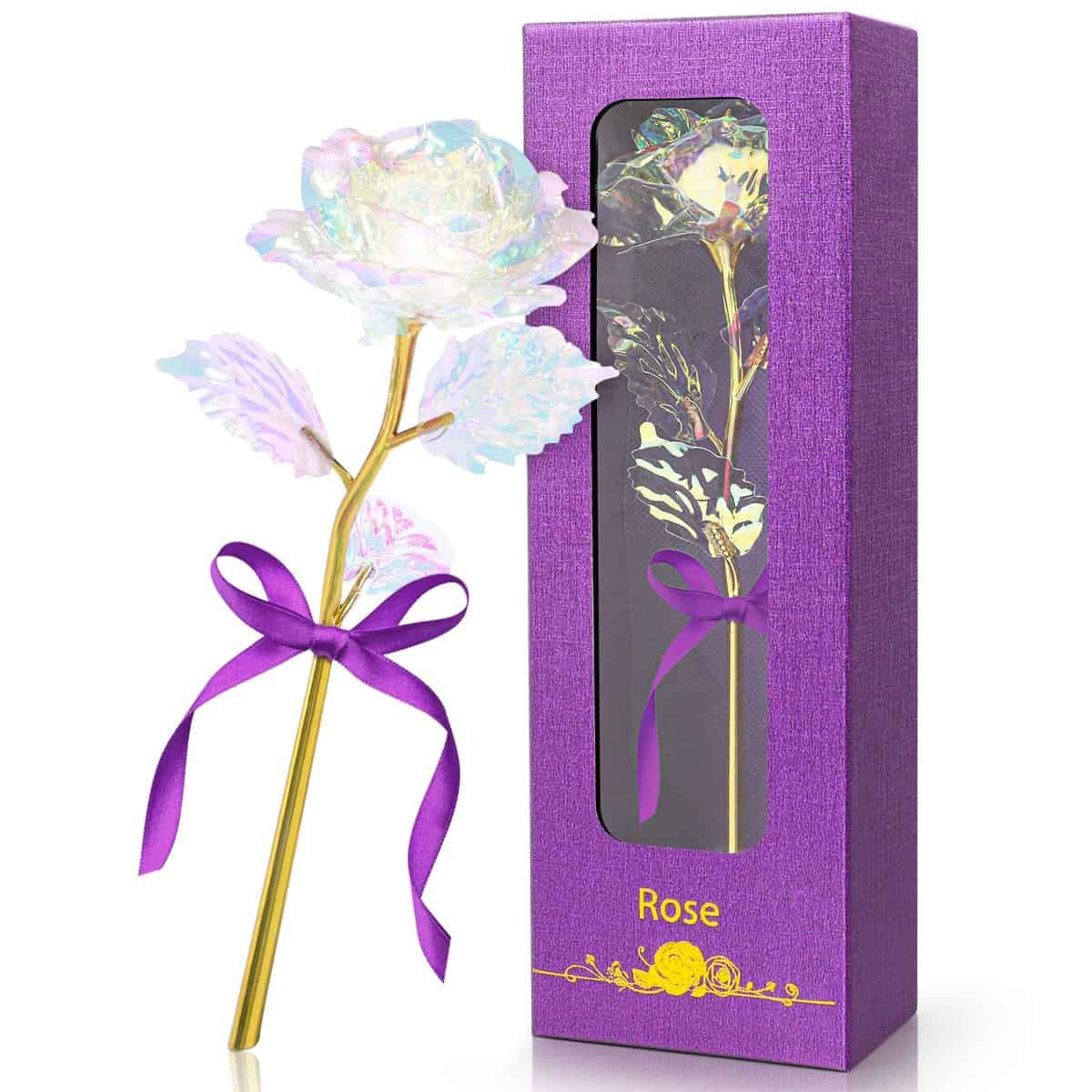 ADAZ Rosa Eterna 24K, Rosa Cumpleaños Regalos Originales para Mama Mujer Novia Esposa en Día de San Valentín, Día de la Madre, Aniversario, Navidad, Boda, Artificial Flores Decoración