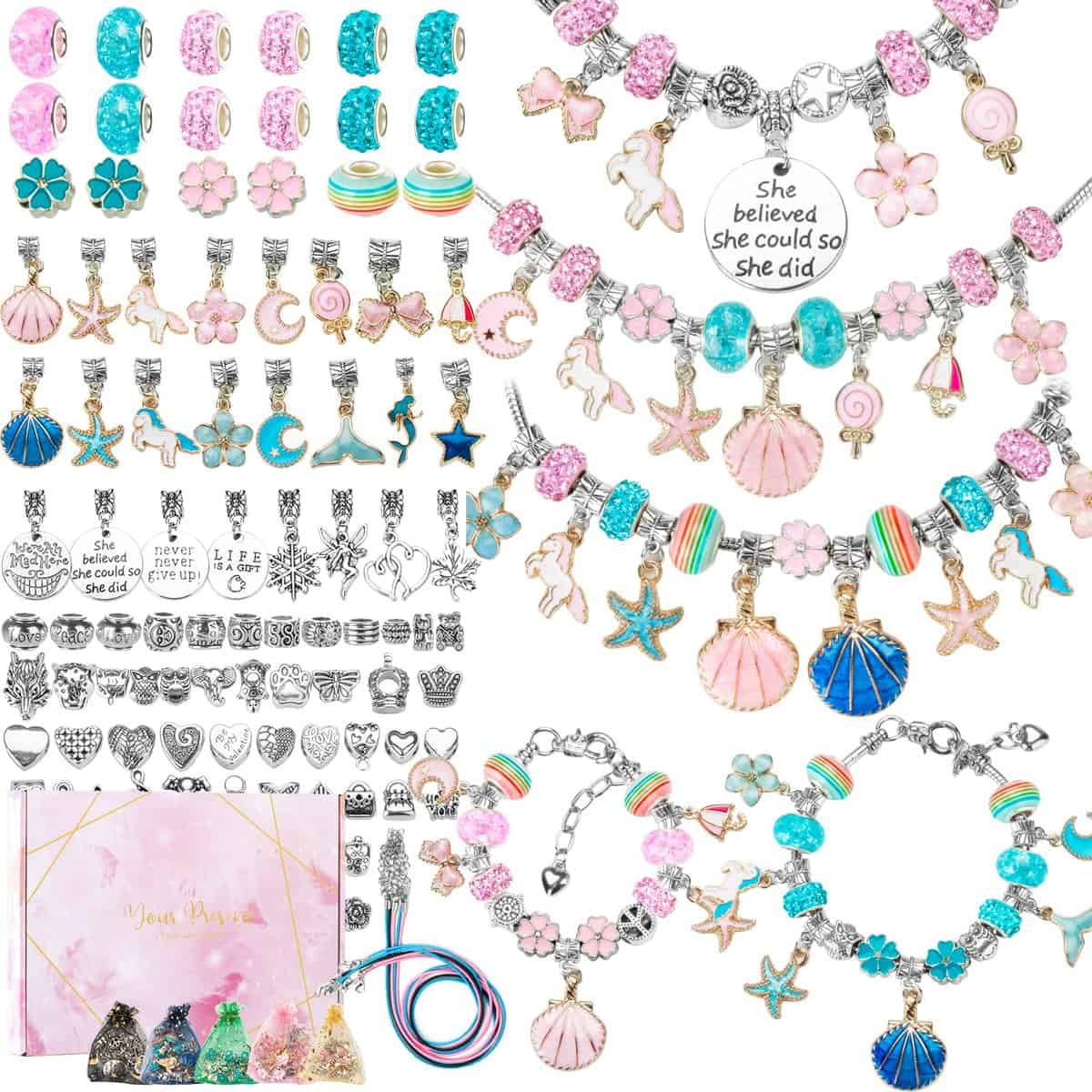 Balcony and Juice Kit para Hacer Pulseras,112 PCS Regalo DIY Artesanía para Año Nuevo, Cumpleaños, Navidad, a Niñas 5-13 Años