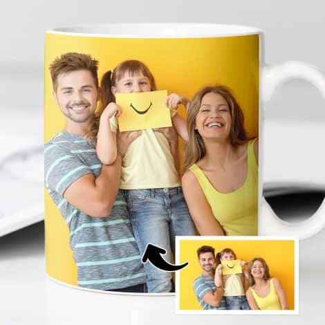 Taza de Regalo Personalizada Transparente con Foto. Tazas de Cerámica para Desayuno. Ideas Originales para Mujeres, Hombres, Amigos, Familiares, Cumpleaños y Aniversarios.