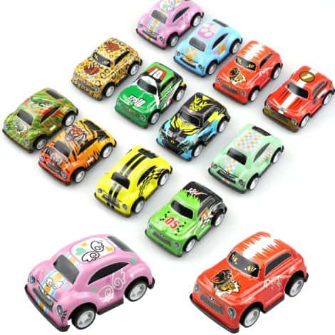 Set de 12 coches para niños, mini coches de juguete ideales para regalos de fiesta de cumpleaños.