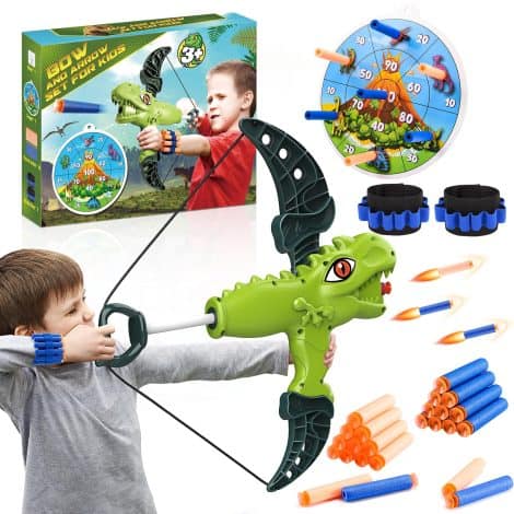 Dinosaurio de juguete Toyzey con arco y flecha – Ideal para jugar dentro y fuera de casa, regalo para niños.