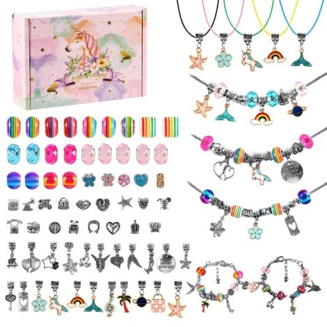 Juego de pulseras BelleStyle para niñas, regalo original con 78 piezas para hacer pulseras. Ideal para cumpleaños y Navidad.