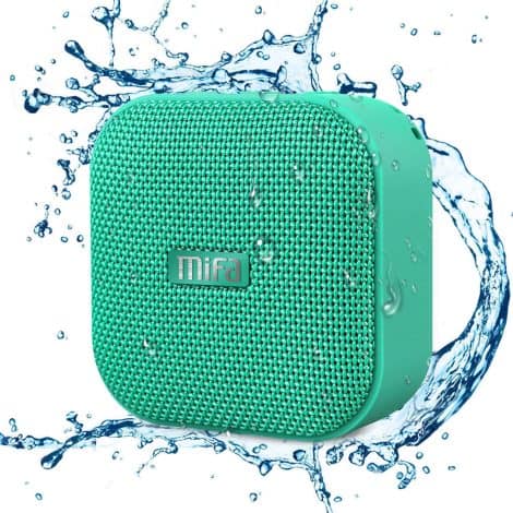 Altavoz Bluetooth portátil Mifa Mini, resistente al agua IP56, sonido estéreo, anti-polvo, 15 horas de reproducción, microSD, micrófono, verde.