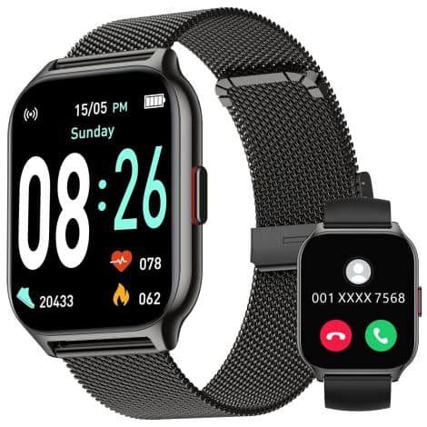 Reloj Inteligente ZOSKVEE 2,0″ Mujer Hombre, Llamada, Presión Arterial, Ritmo Cardíaco con Pulsómetro, Whatsapp, Podómetro, Regalo.