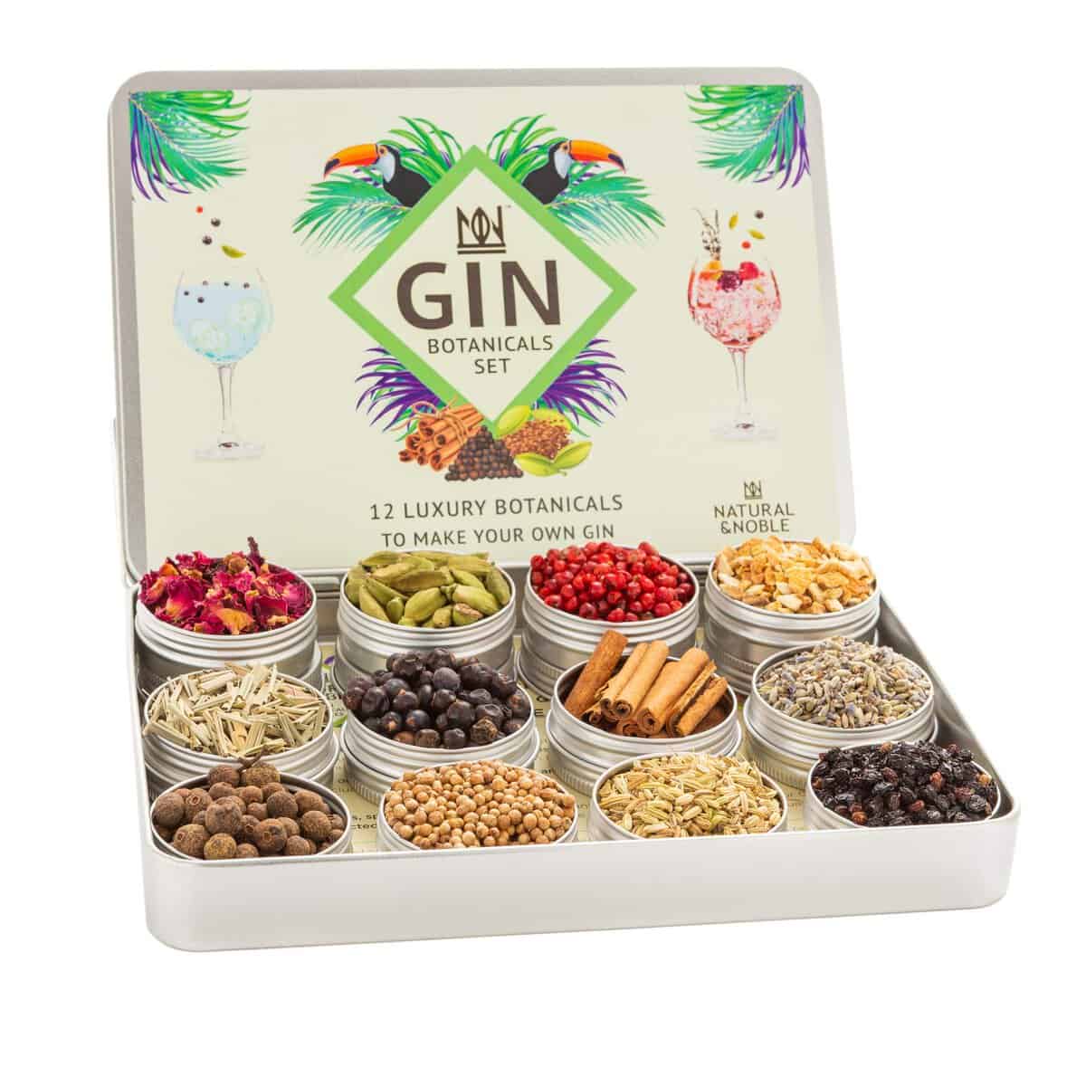 Gin Botanicals Kit de regalo de infusiones para gin-tonic, juego de 12 ingredientes botánicos y especias para ginebra