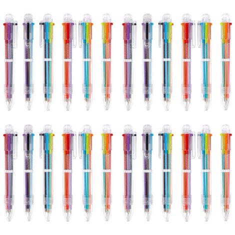 Juego de 24 bolígrafos Chostky con 6 colores, retráctiles y barra transparente de 0,5 mm. Ideal para regalar a niños y estudiantes.