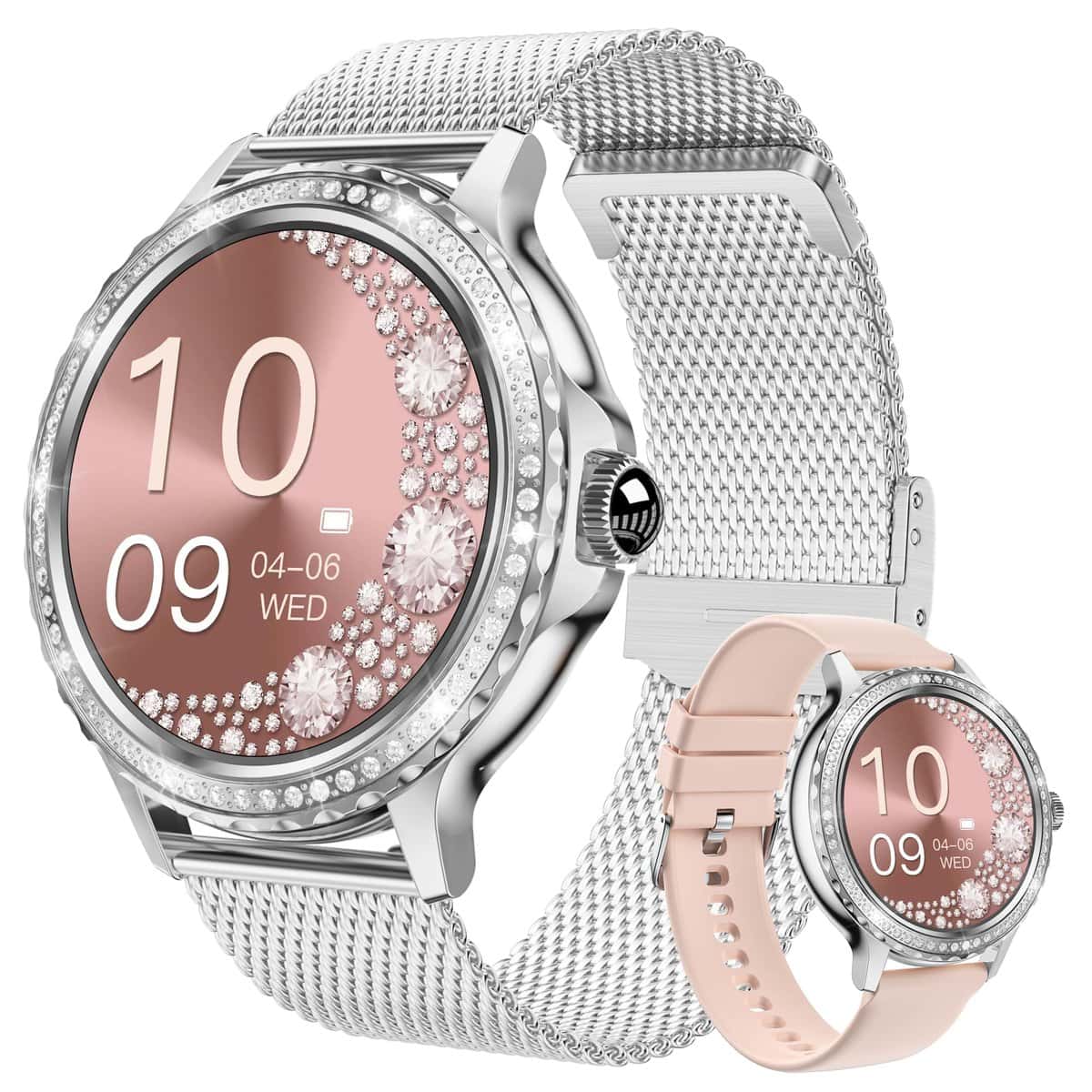 BOCLOUD Reloj inteligente para mujer, relojes inteligentes para iPhone Android, con oxígeno en sangre, frecuencia cardíaca, monitor de sueño, visualización de mensajes, hacer llamadas, rastreador de