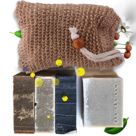 Pack de jabones orgánicos masculinos – 4 barras naturales con bolsa de sisal, jabón artesanal exfoliante, aromático e hidratante para el baño.