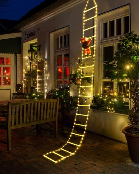 Luces navideñas LED con Santa Claus, temporizador, 8 modos, decoración interior y exterior para fiestas, hogar, balcón y árbol.