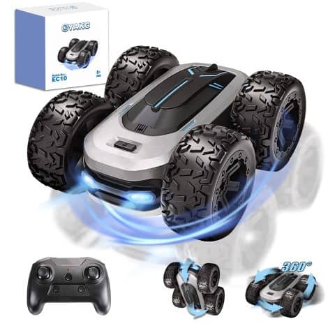 Coche RC para niños de 3 a 7 años con rotación de 360°, luces y efectos especiales. Batería recargable. Monster Truck. Regalo perfecto.