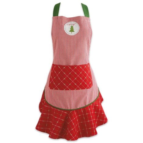 Delantal festivo de Navidad para mujeres, ajustable, ideal para cocinar, hornear, hacer manualidades y divertirse. Talla única, con diseño de árbol de Navidad.