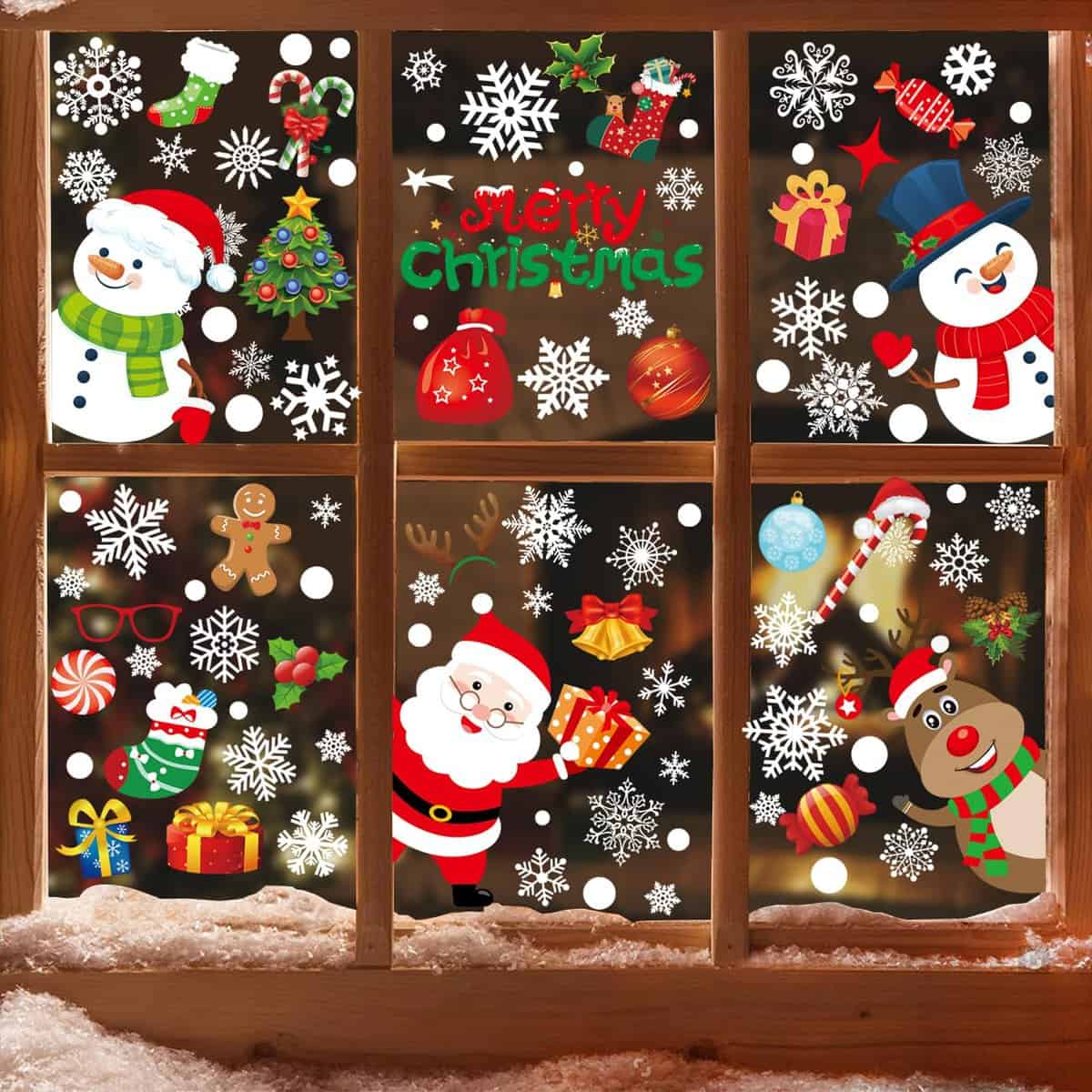 Pegatinas Navidad Ventanas Cristal Reutilizable para Decoracion Navidad, PVC Doble Lado Adhesivos Navidad Ventana Gel Vinilos Ventana Navidad para Invierno Casa Escaparates Adornos Navidad