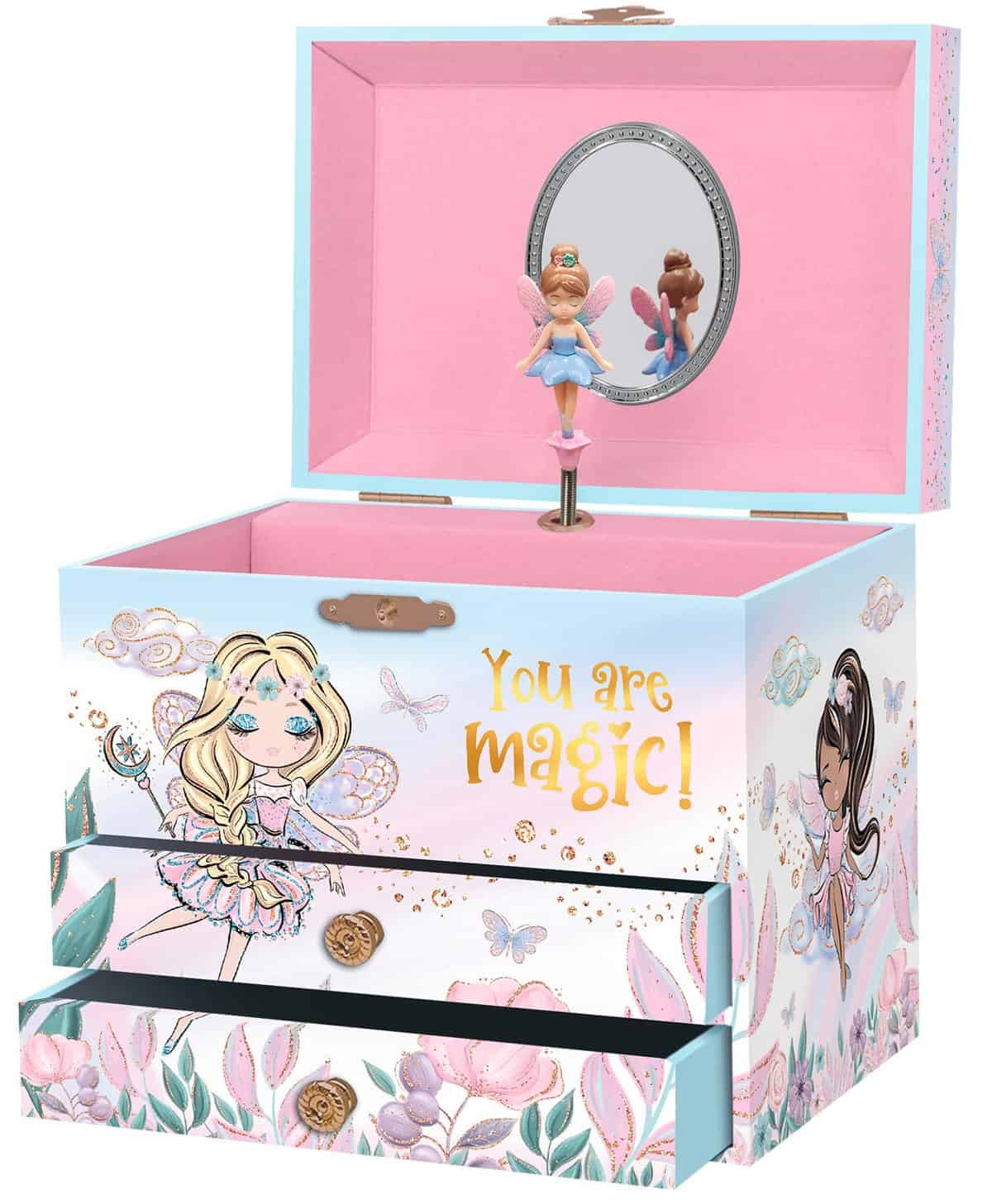 Giggle & Honey Joyero Musical de Hada para Niñas - Caja de Música para Niños con Hada Giratoria y Espejo, Regalo de Cumpleaños para Niñas, Joyero Infantil para Edades 3-10 - 17,1 x 13,3 x 15,2 cm