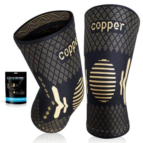 2 rodilleras de cobre unisex, óptimas para menisco, artrosis, ACL, deportes de fuerza, gimnasio y running.