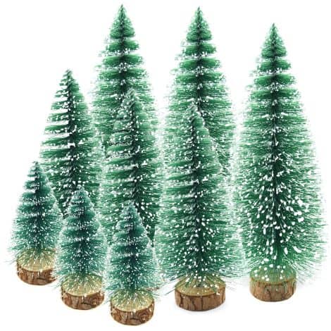 Árboles de Navidad Mini, Pino Navideño, Árbol Artificial con Bases de Madera, Decoración Manualidades (10/15/20cm)