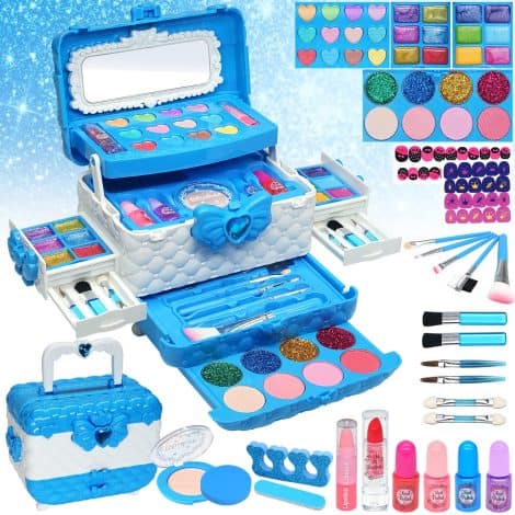 Set de maquillaje para niñas, 57 piezas, juguete lavable. Regalo perfecto para cumpleaños y Navidad.